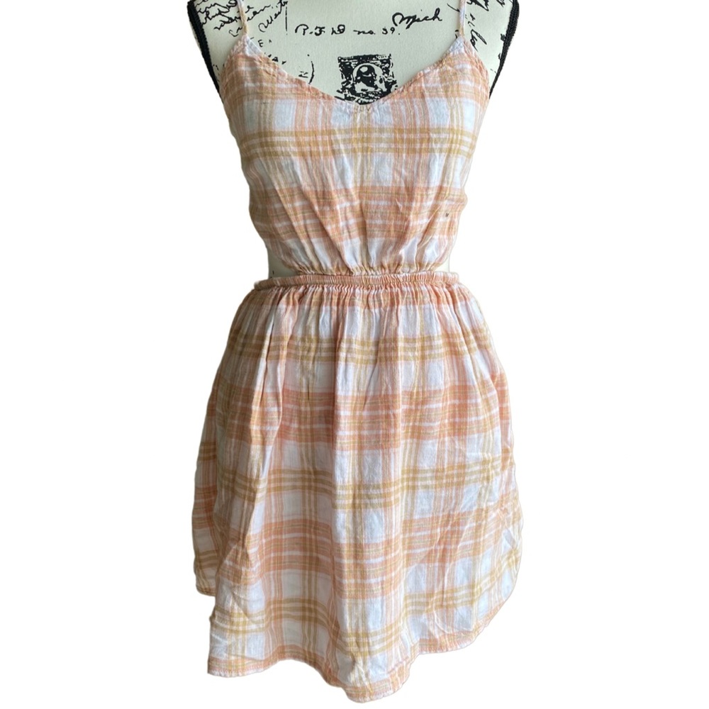 American Eagle Outfitters Plaid Cutout Beach Dress w/Pockets